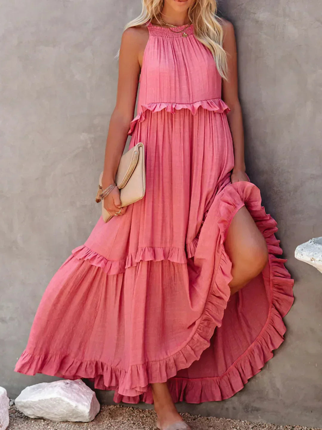 Emilia™ - Halter Ruffle Maxi Dress