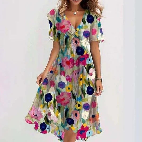 Liza™ - Vibrant Abstract Midi Dress