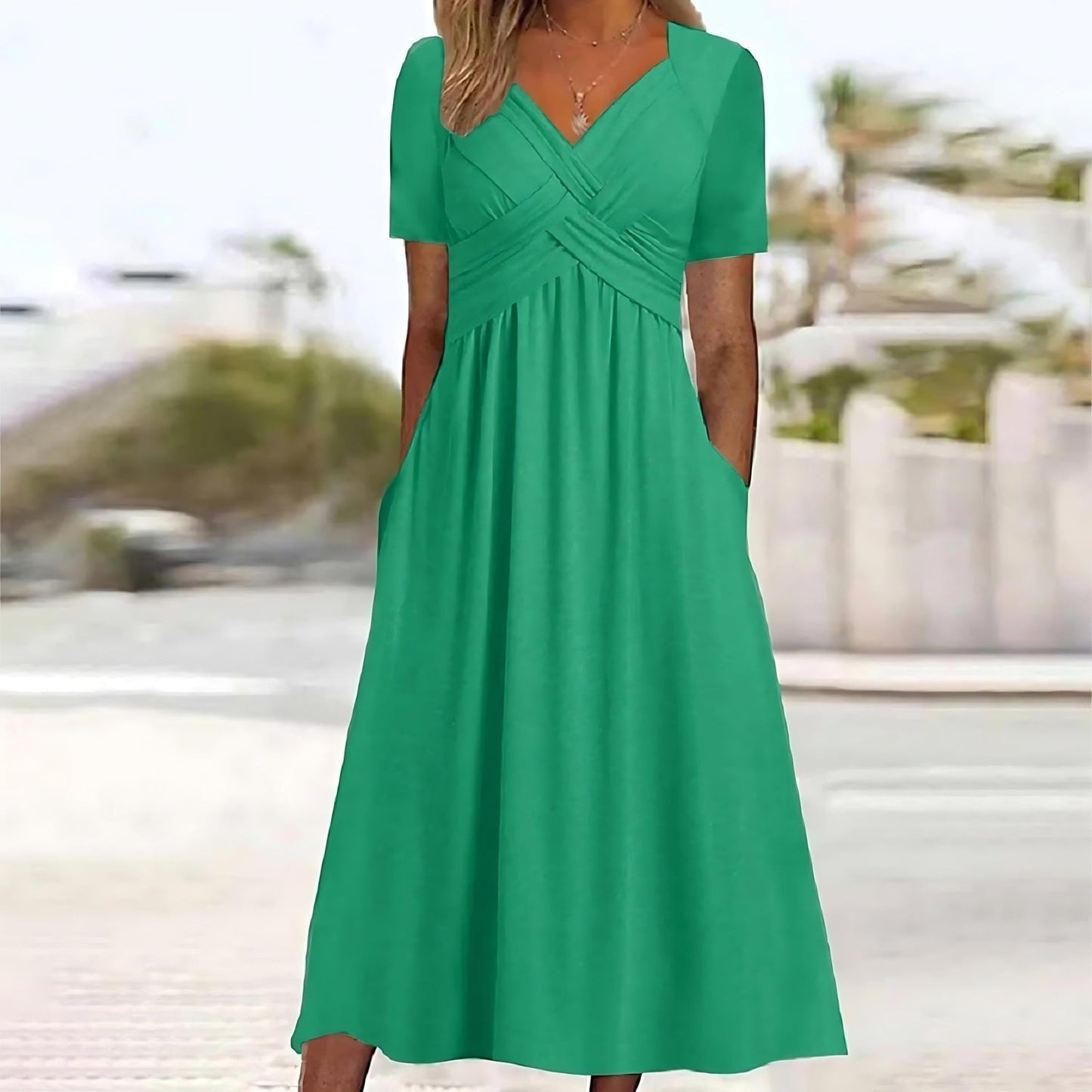 Jamaica - Elegant midi dress with tummy cover