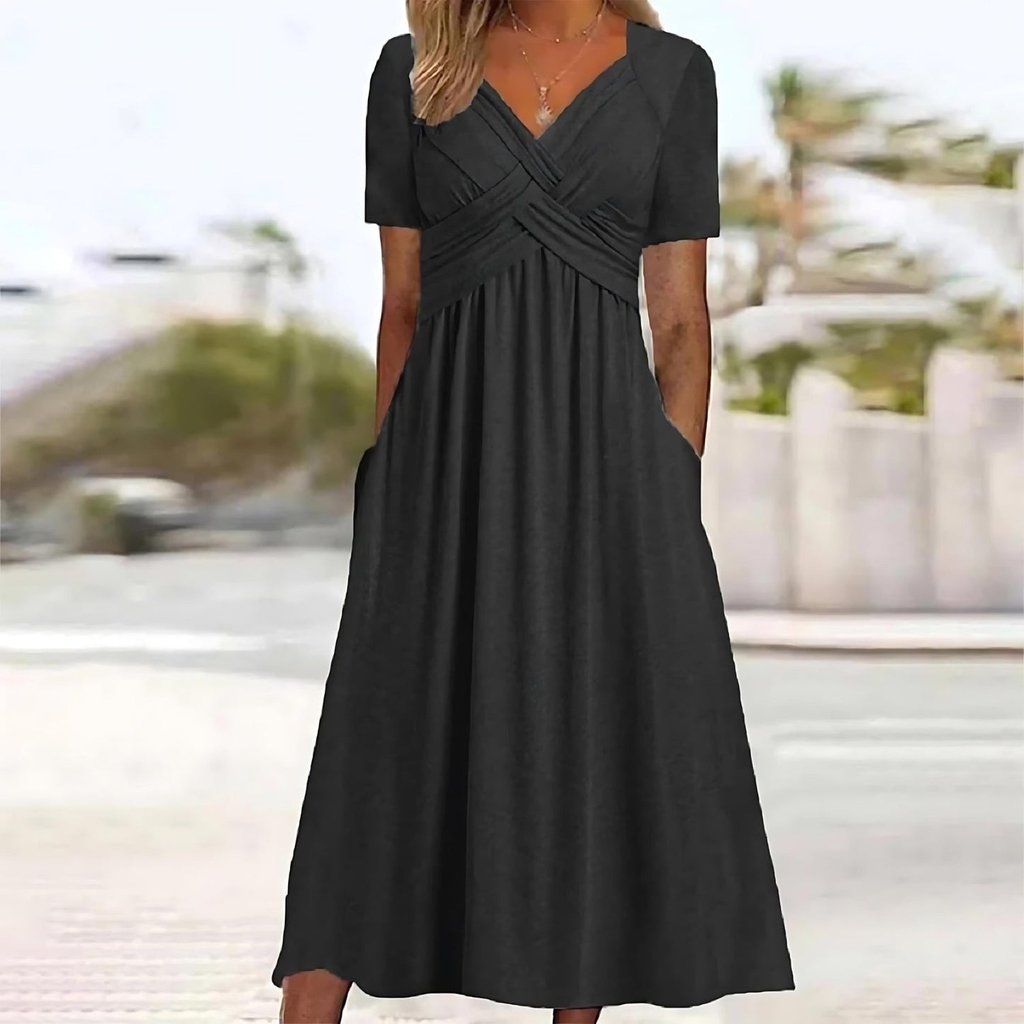 Jamaica - Elegant midi dress with tummy cover